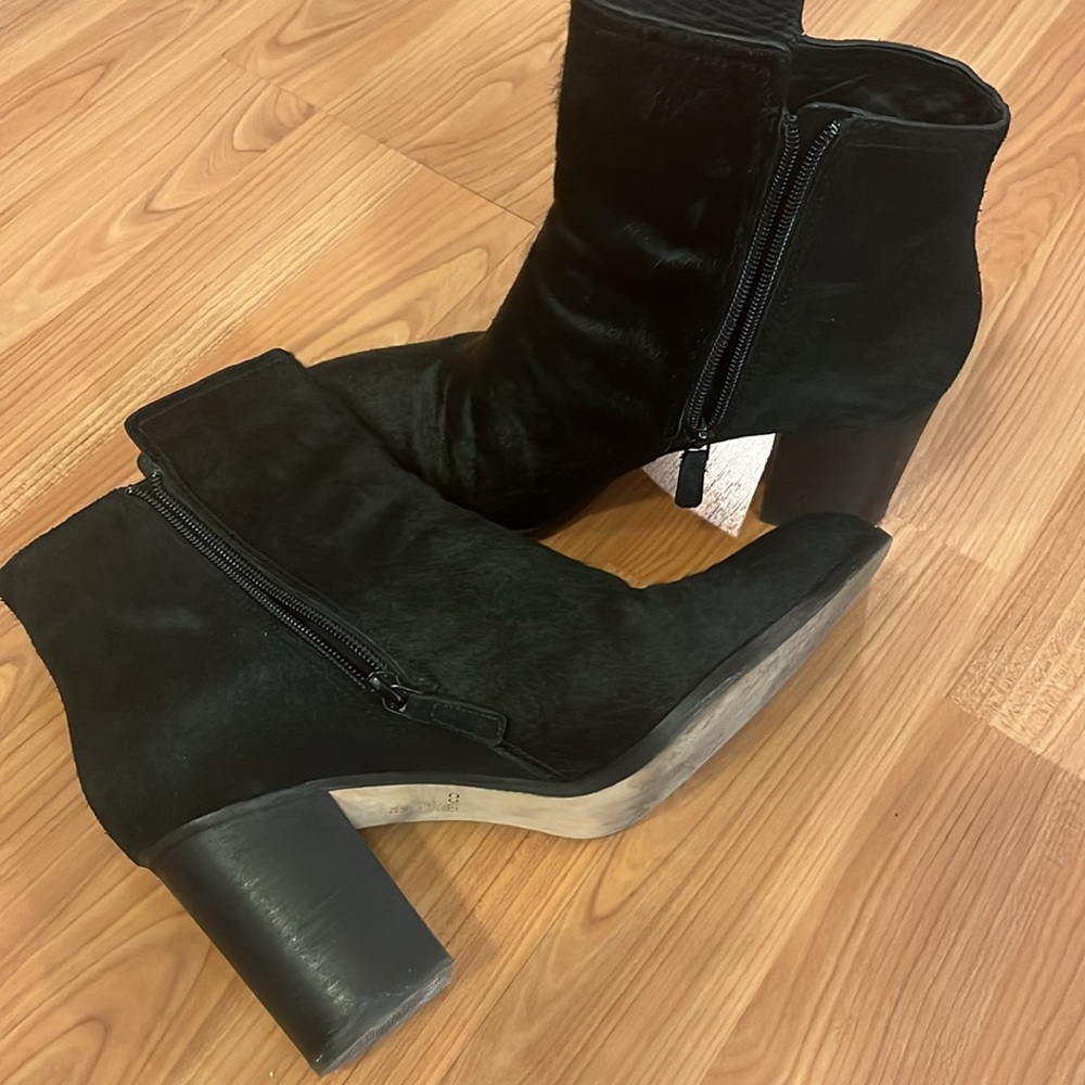 Cole Haan Zandra Bootie. Size 9.5. Black. Calf hair and suede combo.